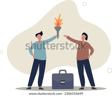 Successor plan, baton pass or transfer to new chosen leader, change new CEO or collaboration to achieve goal and win business competition concept.flat vector illustration.