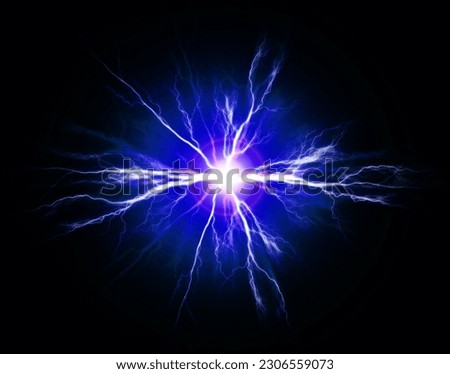 Explosion of pure power and electricity in the dark plasma bolts of shocking energy Royalty-Free Stock Photo #2306559073