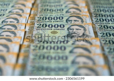 Hungarian HUF 20,000 banknotes on each other
