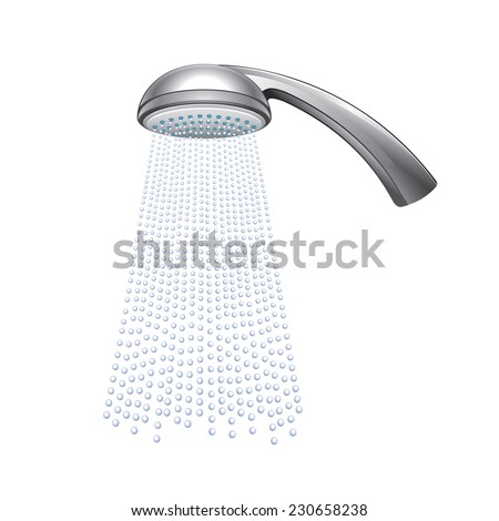 Shower isolated on white photo-realistic vector illustration