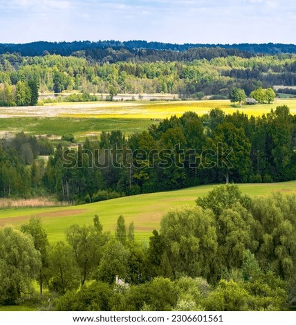 Spring landscape Latvia, in the countryside of Latgale. By Lake Aulejas (Aulejas).