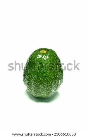 Avocado.Fresh green.Isolated.On white background.Isolated.Top view photo.