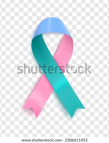 Poster for the World Rare Diseases Day. Photorealistic ribbon of pink, blue, green colors on a transparent background. Vector illustration. February 29 is the Day of Rare Diseases. Royalty-Free Stock Photo #2306611453