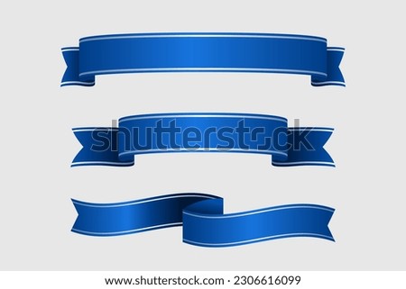 Set of holiday ribbons. Blue, fuchsia flag, Ribbon waving in the wind. Design element. 3d on a white background