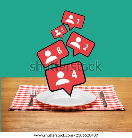 Creative collage of fork and social media images