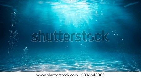 Underwater Ocean - Blue Abyss With Sunlight - Diving And Scuba Background Royalty-Free Stock Photo #2306643085