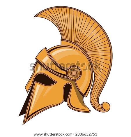 Greek helmet. Vector illustration of a spartan warrior. A trojan, spartan ancient greek or roman gladiator