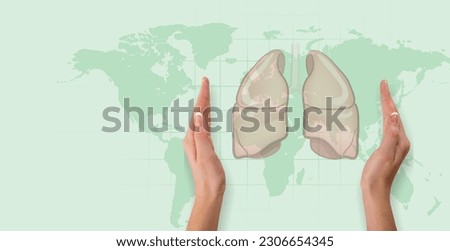 Hand cover symbol of lung,  tuberculosis concept