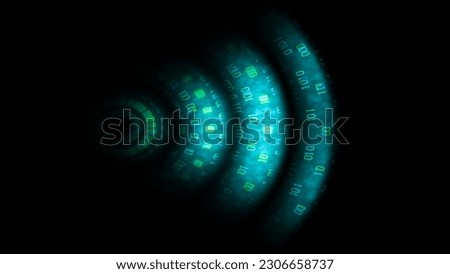 Radiation wave from the transmitter. Wireless digital signal on a black Royalty-Free Stock Photo #2306658737