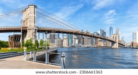 New York City skyline of Manhattan with Brooklyn Bridge and World Trade Center skyscraper panorama traveling in the United States Royalty-Free Stock Photo #2306661363
