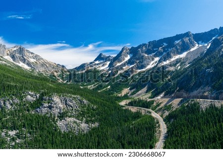 Beautiful afternoon view of North Cascades National Park complex from Washington Pass, Highway 20, Washington USA Royalty-Free Stock Photo #2306668067