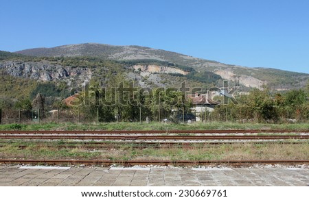 Railway tracks at a village