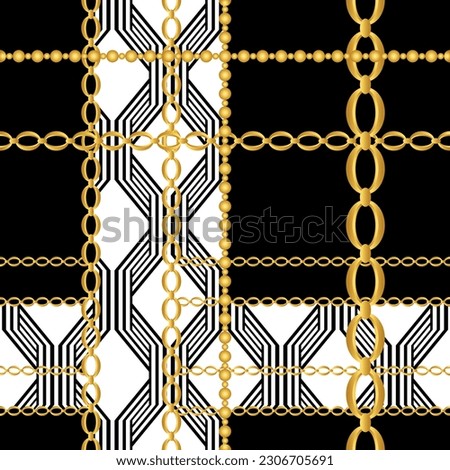 Seamless golden chains pattern. Vector Illustration.