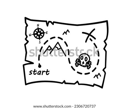 Treasure Hunt map glyph icon. Clipart image isolated on white background