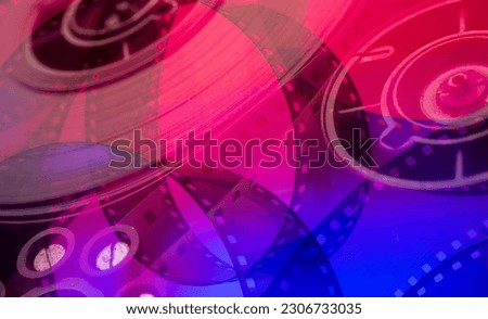 background with  film and tape drive for film production film industry film festival concept