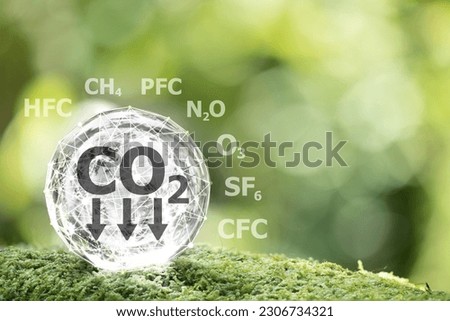 Concept depicting the issue of carbon dioxide emissions and other gases its causing global warming. Royalty-Free Stock Photo #2306734321