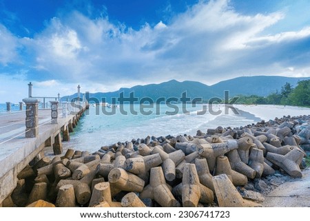 New Con Dao Passenger Port. Express boat provided the transportation services in the Con Dao Island, Vietnam. Con dao Island and blue sky in Royalty-Free Stock Photo #2306741723