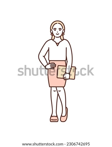 Woman with hands on hips. Clip art of young career woman.