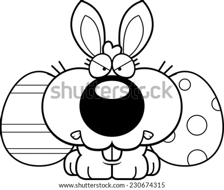A cartoon illustration of the Easter Bunny with an angry expression.