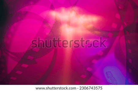 colorful abstract background with film reel and sun rays.cinema idea film script showrunner concept