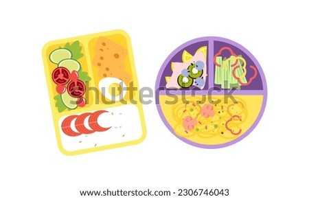 Lunchbox containers with bright content. Lunch Concept