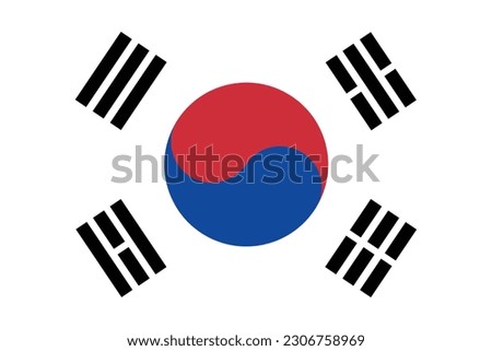 The flag of South Korea. Flag icon. Standard color. Standard size. Rectangular flag. Computer illustration. Digital illustration. Vector illustration. Royalty-Free Stock Photo #2306758969
