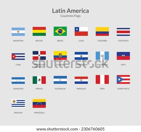 Latin American countries Rectangle flag icon Royalty-Free Stock Photo #2306760605