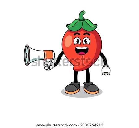 chili pepper cartoon illustration holding megaphone , character design