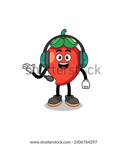 Mascot Illustration of chili pepper as a customer services , character design