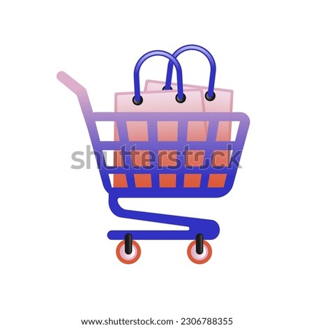 Red and Blue Color shopping cart icon , illustration