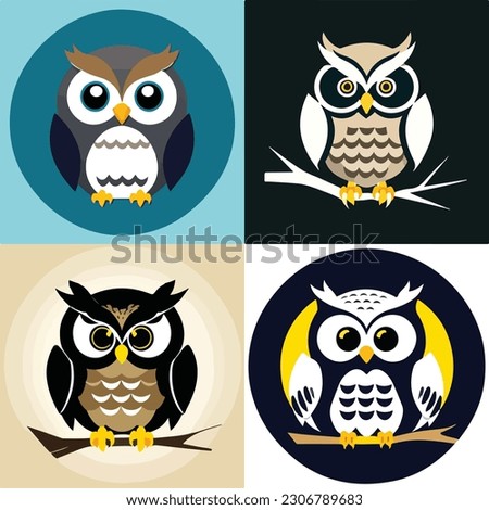set of owl logo art digital vector illustration business logo design art