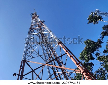 Tuesday 23 May 2023 photo of a telecommunication signal transmitter against a blue sky background