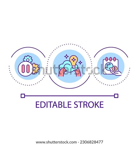 Creative thinking for success loop concept icon. Innovations for business. Inventors motivation abstract idea thin line illustration. Isolated outline drawing. Editable stroke. Arial font used Royalty-Free Stock Photo #2306828477