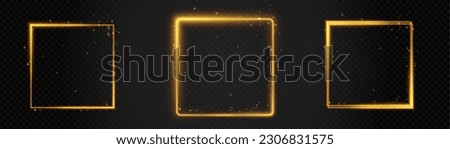 Bright golden frames with shimmering light dust. Vector Royalty-Free Stock Photo #2306831575