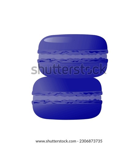 Blue macarons.Highly detailed dessert, macaroon, sweets, menu design, restaurants shop. Gradient macarons. Vector traditional french cookies in cartoon style.Vector illustration.
