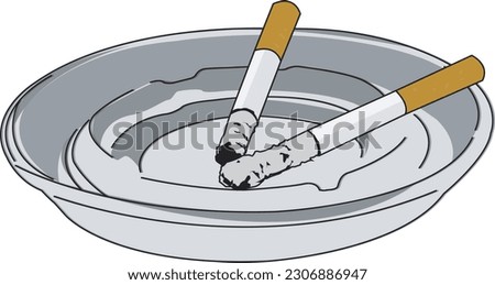 Lit Cigarette in Ashtray Smoking Tobacco Royalty-Free Stock Photo #2306886947