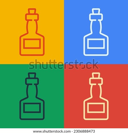 Pop art line Tabasco sauce icon isolated on color background. Chili cayenne spicy pepper sauce.  Vector Royalty-Free Stock Photo #2306888473