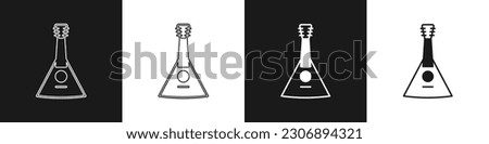 Set Musical instrument balalaika icon isolated on black and white background.  Vector