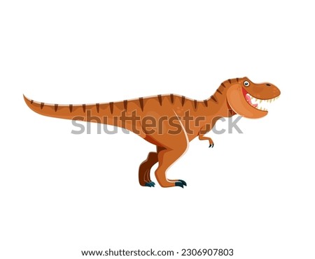 Cartoon Tyrannosaur dinosaur, T-Rex character. Isolated extinct reptile, paleontology predator dinosaur with sharp teeth. Mesozoic era monster, carnivorous lizard vector cute personage