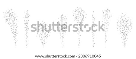 Oxygen air bubbles  flow  in water on white  background. Fizzy sparkles in sea, aquarium. Soda pop. Champagne. Effervescent tablet. Undersea vector texture. Royalty-Free Stock Photo #2306910045