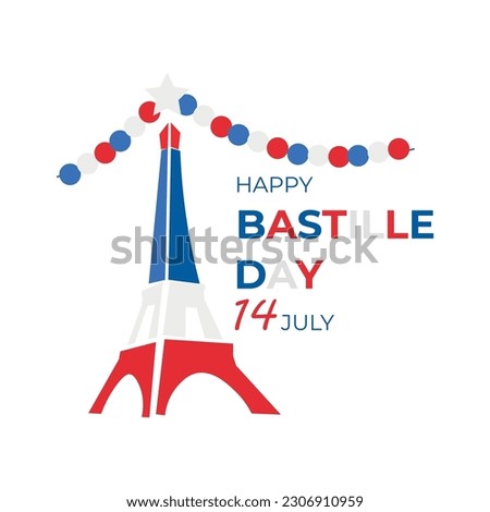 Greeting card for Bastille Day with Eiffel tower
