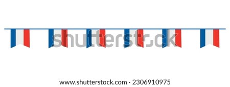 Garland in colors of French flag on white background