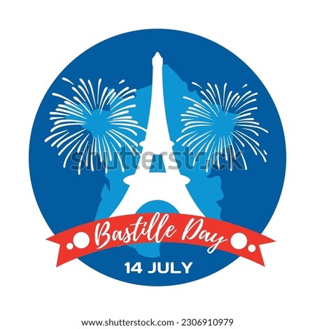 Greeting card for Bastille Day with Eiffel tower