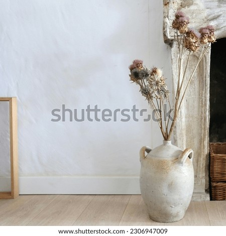 dried flowers, romantic decoration, bohemian fireplace decor