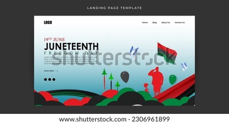 Vector illustration of Happy Juneteenth 19 June Website landing page banner mockup Template