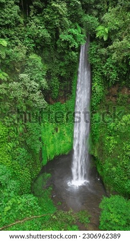Aerial view of most amazing waterfall in Bali - Indonesia.	