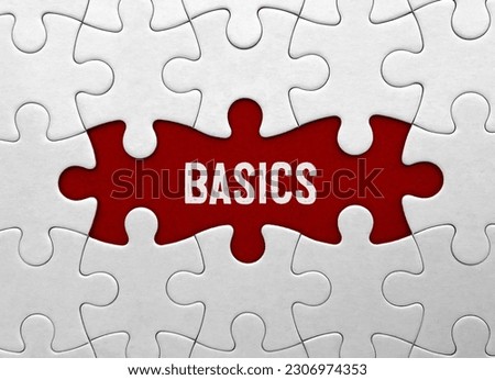 Word basics on red puzzle background