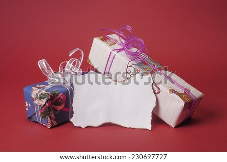 Blank Christmas note with two presents 2