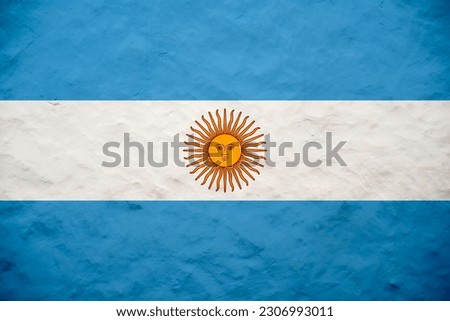 Flag of Argentina The national flag of the Argentine Republic is a triband, composed of three equally wide horizontal bands coloured light blue and white. Royalty-Free Stock Photo #2306993011