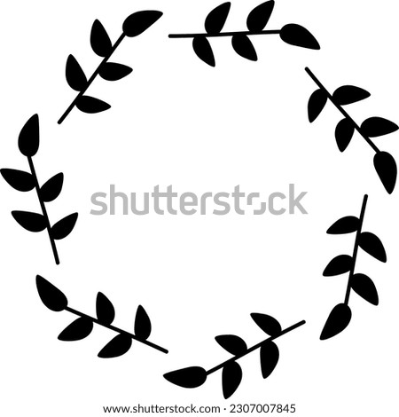 Round leaf frame clip art wedding card